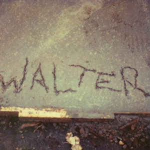 Walters name scratched into wet cement (Polaroid)