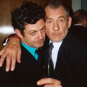 2004, THE LORD OF THE RINGS: RETURN OF THE KING: Andy Serkis and Ian McKellen, celebrating Oscar wins at Mortons, 1am 1 March 2004.  - Photo by Richard Swaidan