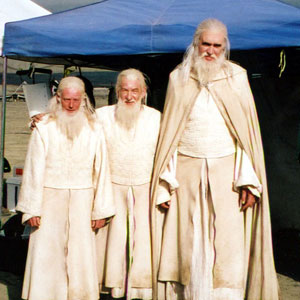 Basil Clapham (stunt/riding double), Ian McKellen, and Big Paul Randall.