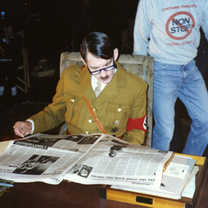 1989, COUNTDOWN TO WAR: In between takes, Hitler (Ian McKellen) reads the British newspapers  