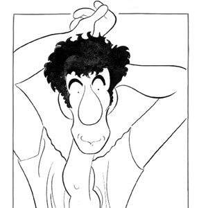 Clive Francis�s caricature of Ian McKellen (Platonov Act 3) sold as a postcard at Royal National Theatre bookshop