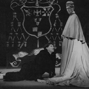 1963, LUTHER: L to R: Ian McKellen (Luther), Stephen MacDonald (Cajetan), and Gawn Grainger (Tetzel).  Stephen MacDonald later playwright/director of Lyceum Theatre, Edinburgh.  
