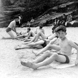 On the beach at Temby, South Wales: Bolton School camp at Saundersfoot