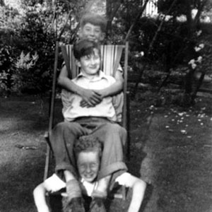 Garden of 34 Barrow Bridge Road, circa 1953. Top to bottom: Ian McKellen, David Hargreaves, Duncan Sculthorpe