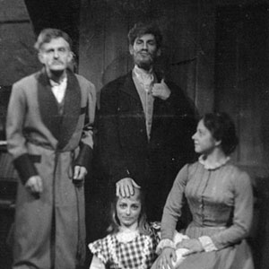 1960, THE WILD DUCK: Old Ekdal (Julian Curry), Hedvig (Elizabeth Proud), Hjalmar (Ian McKellen), Gina (Jill Daltry)  