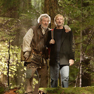 2004, NEVERWAS: Gabriel (Ian McKellen) and Zack (Aaron Eckhart) in Neverwas.  