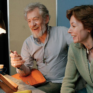 2004, WOLF BROTHER: Ian McKellen and author Michelle Paver
in London during recording  