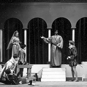 Act II Scene 3: The fighting scene.  Only once did the fencing go wrong!  (Ian McKellen front left of stage, prone)