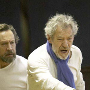 L-R Jonathan Hyde (Kent) and Ian McKellen (Lear), in rehearsal