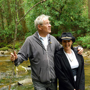 With Frances Barber in the Great Smoky Mountains, 15 May 2008