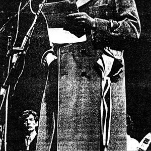 1988,   Stage: Ned Sherrin proves hes no wet as he makes a stand against Clause 28 (Ian McKellen in bg)  - Photo by Colin Bourner