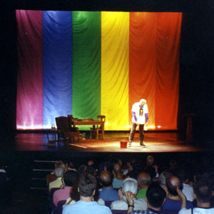 Taking a bow after the first public performance of A KNIGHT OUT