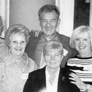 2004,   Michael Cashman and Ian McKellen celebrating 10th anniversary of FFLAG (Friends and Family of Lesbians and Gays) in Birmingham, with  Leicester Parents Betty, Kath, and Jenny  