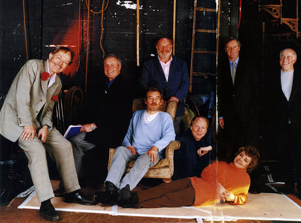 Some of the leading lights of British stage and screen whose careers began in the Cambridge Arts Theatre.  From left: Michael Pennington, Julian Pettifer, Ian McKellen, Timothy West, John Bird, Prunella Scales, John Fortune, Clive Swift