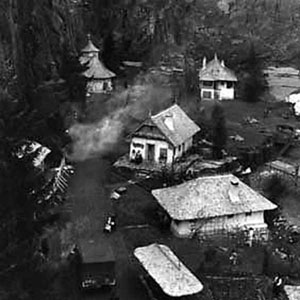 <I>The spectacular sets were built on the floor of a disused slate quarry near Bettys-y-Coed.  It rained a great deal and shooting got behind hand.  Feeling increasingly depressed by not shooting, the producer�s helicopter lifted me away to London one week-end to restore my spirits at home.</I>