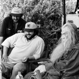 Andrew Lesnie (Director of Photography), Peter Jackson (Director), Ian McKellen (Gandalf), and Elijah Wood (Frodo Baggins)