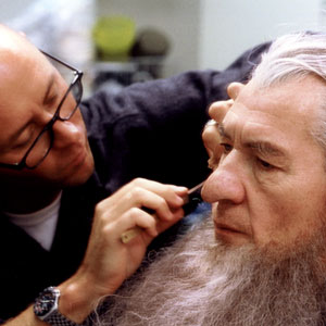 Ian McKellen being made up as Gandalf the Grey by Rick Findlater