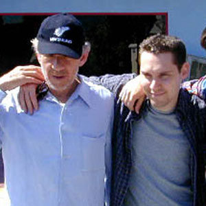 2000, X-MEN: With director Bryan Singer and James Marsden (Cyclops), Universal Studios, April 2000  - Photo by Keith Stern