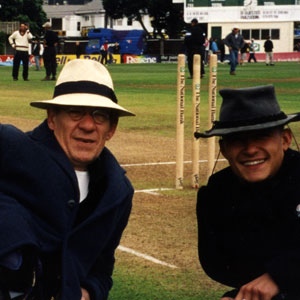 With Orlando Bloom on the cricket field at the Basin Reserve, Wellington, New Zealand