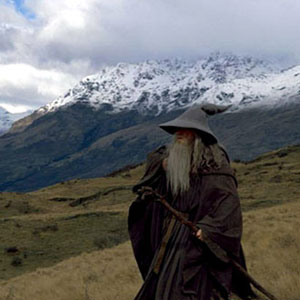 Gandalf crosses the mountains
