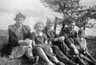 Great Aunt Minnie, sister Jean, Grandad William Henry McKellen, father Denis, Ian McKellen (age 9) on a weekend ramble near Wigan
