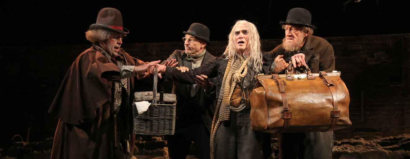 Pozzo (Shuler Hensley), Vladimir (Patrick Stewart), Lucky (Billy Crudup) and Estragon (Ian McKellen) in Waiting for Godot